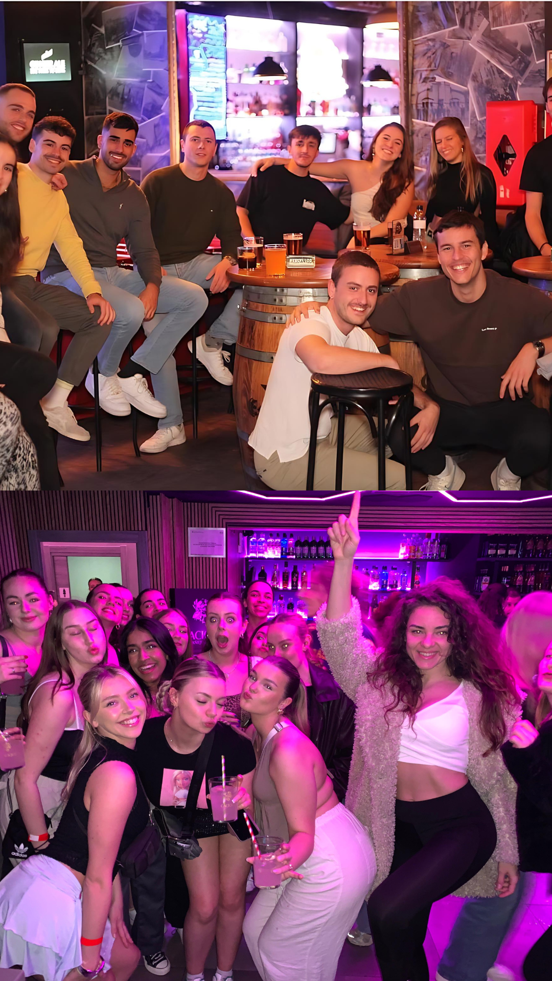 Group of friends having an incredible time on Barcelona Pub Crawl by KING