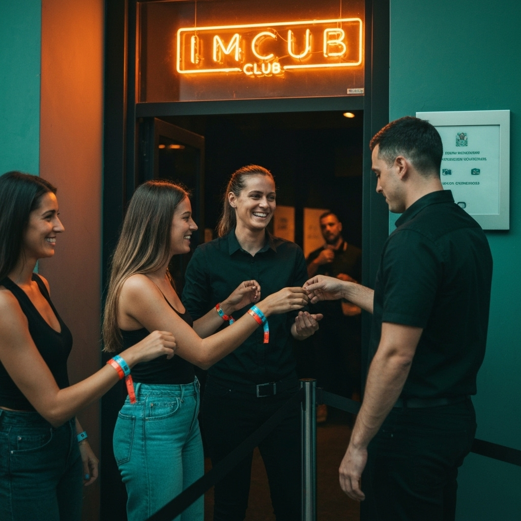 Skip-the-line pub crawl guests entering a Barcelona nightclub with IDs ready.