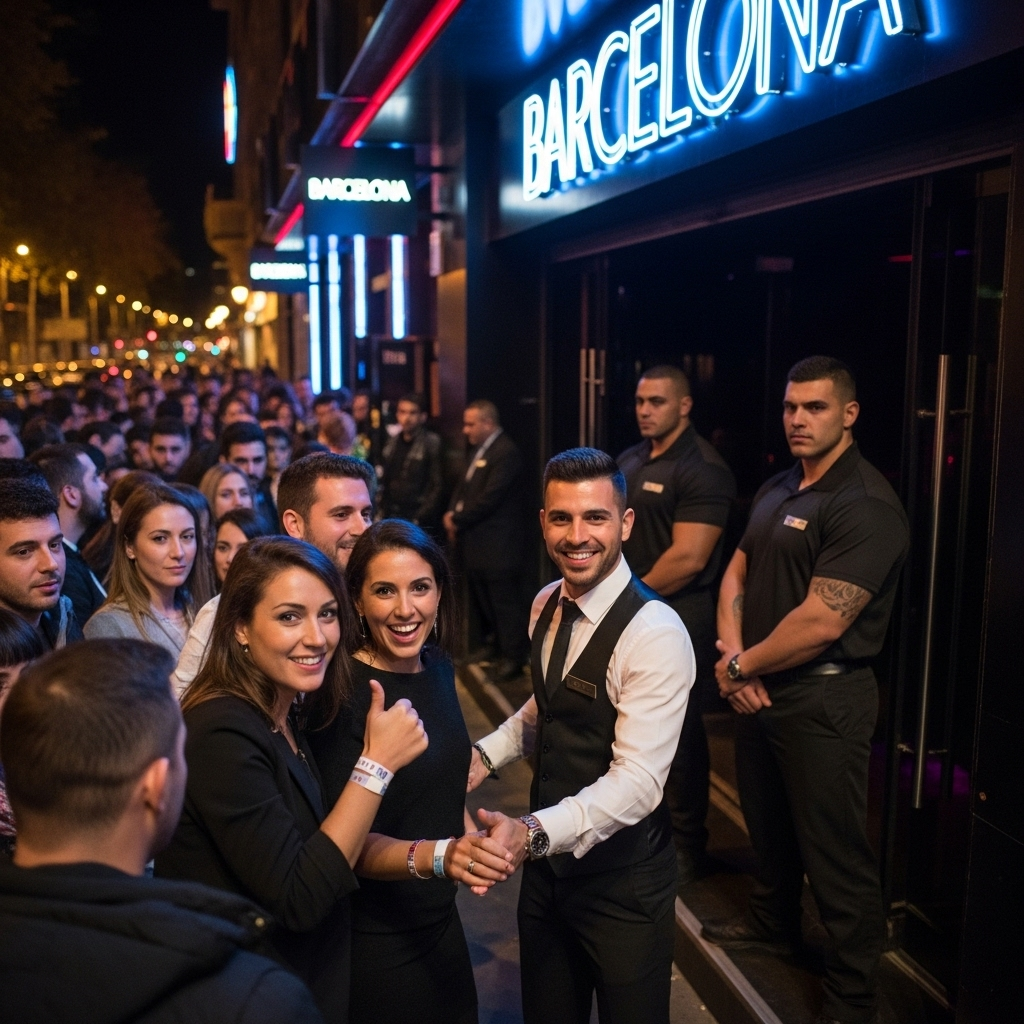 VIP skip-the-line entry at a Barcelona nightclub during a pub crawl