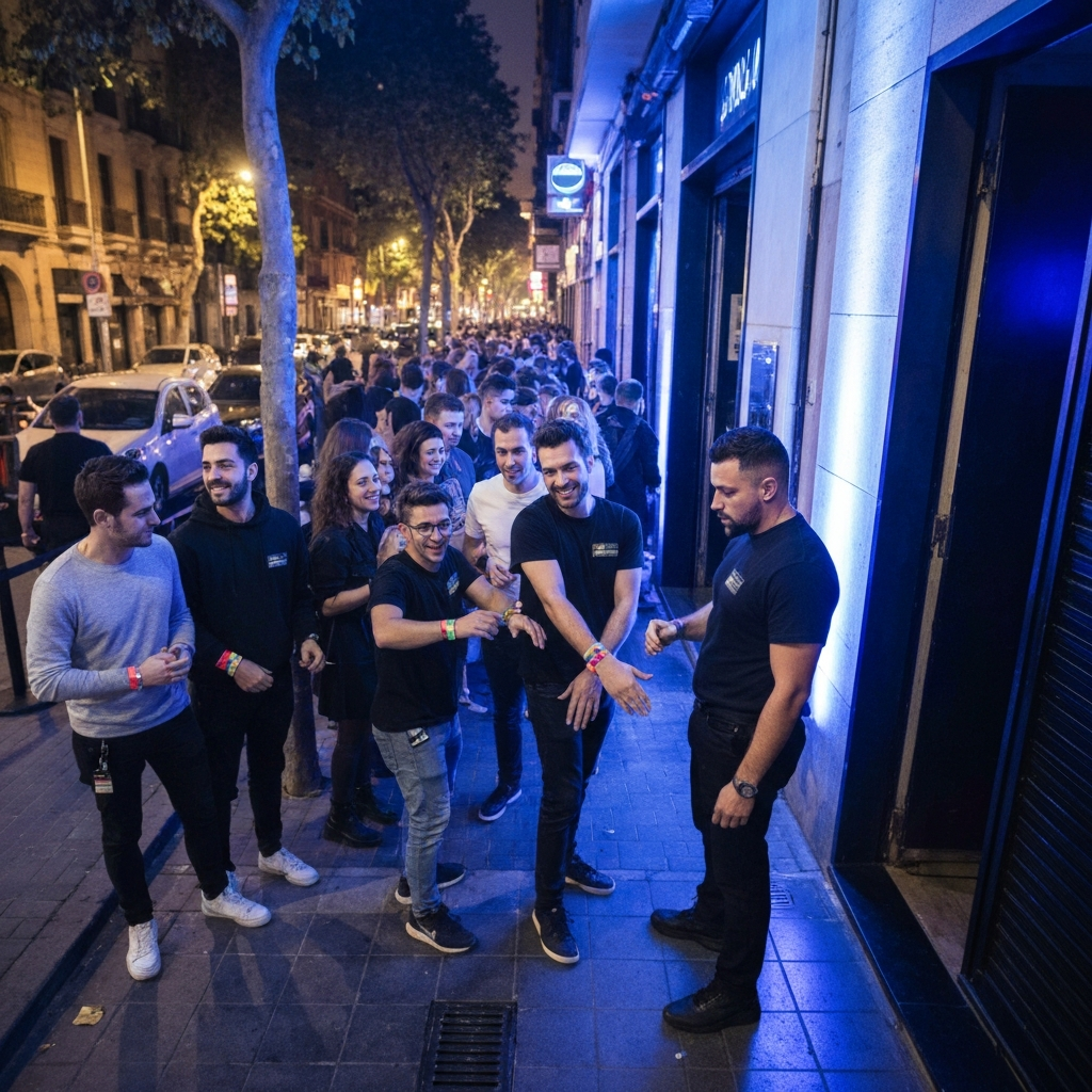 Friends planning a nightlife route across Barcelona neighborhoods over tapas.