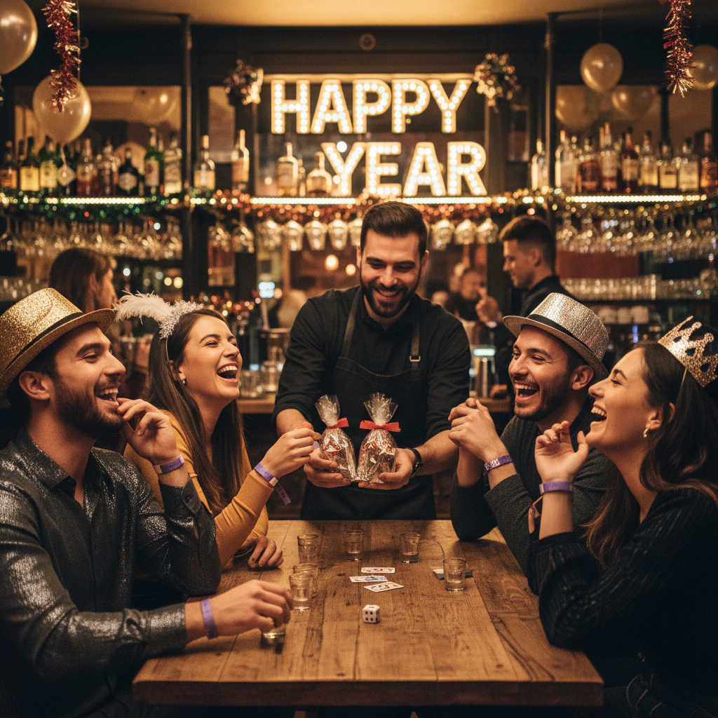 Two men dressed smart-casual in Barcelona’s Gothic Quarter on NYE