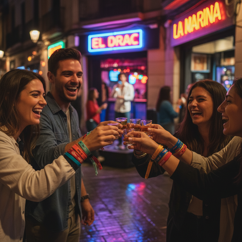 Fireworks over Montjuïc as crowds celebrate New Year’s Eve in Barcelona with cava and grapes.